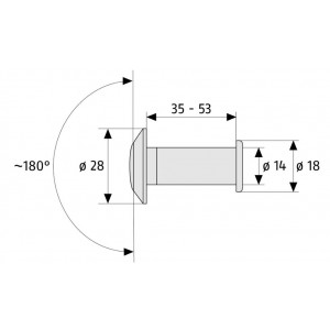 ABUS deurspion 2300 technische tekening