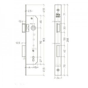 Litto-M2452-baardslot-Technische-tekening