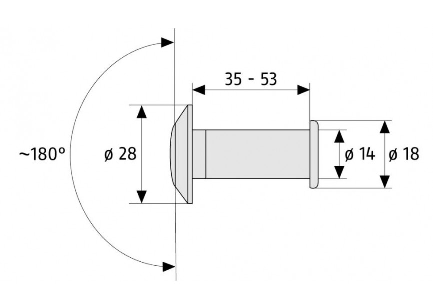 ABUS deurspion 2300 technische tekening